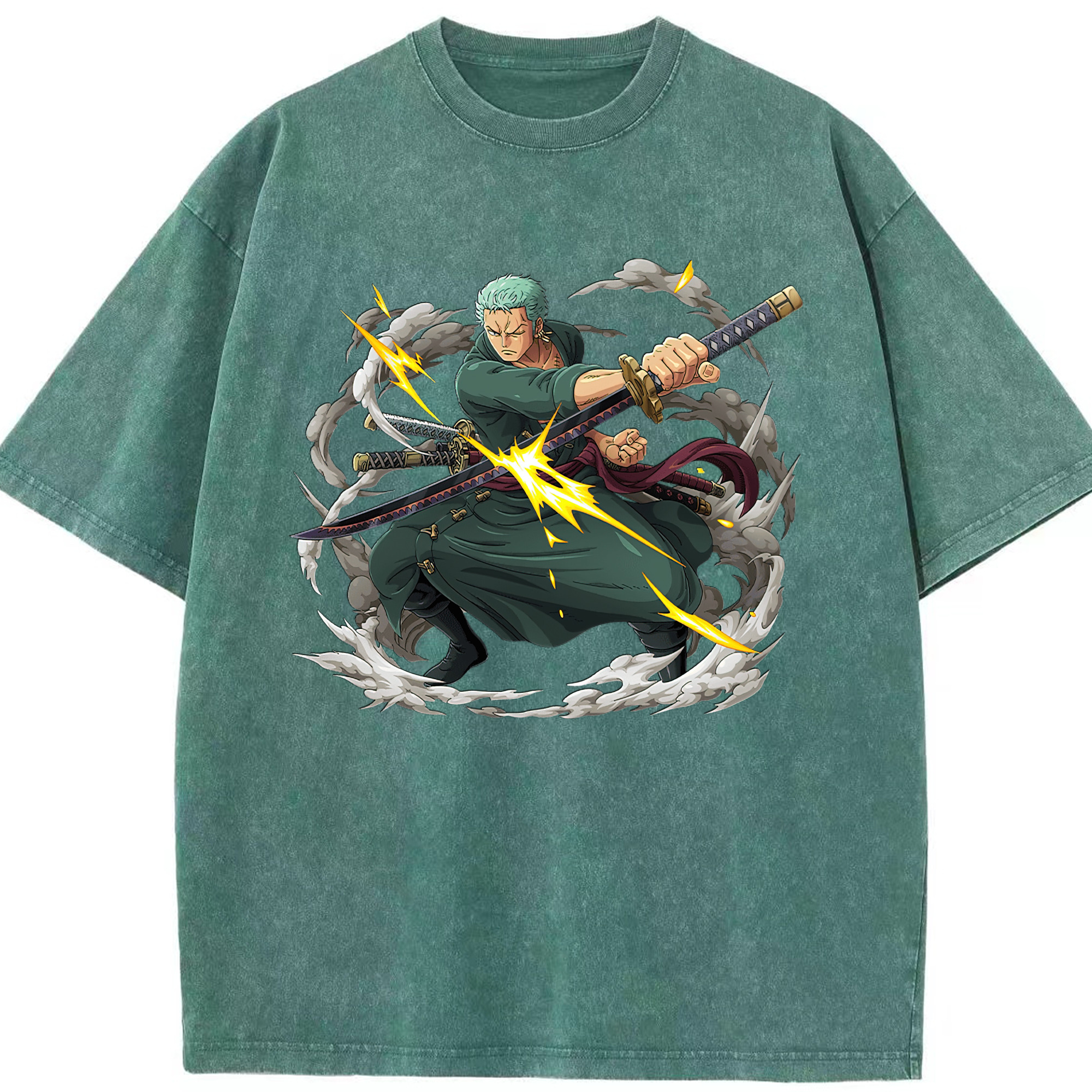 ワンピース ロロノア・ゾロ ONE PIECE Roronoa Zoro 綿100% ヴィンテージ風 半袖Tシャツ（フロントプリント）